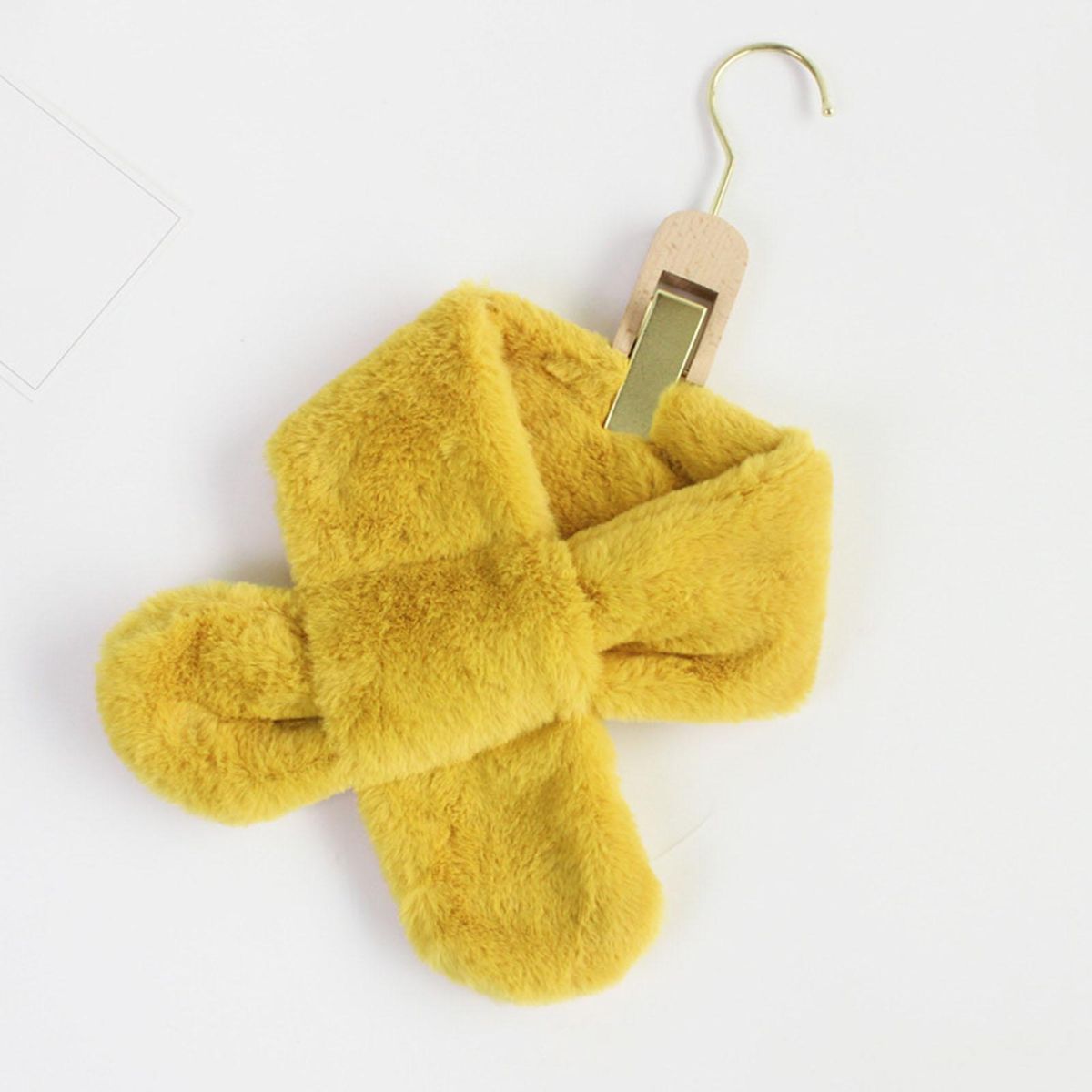 Furry Scarf Wrap Children Winter Thickened Fleece Warm Neck Scarf Yellow