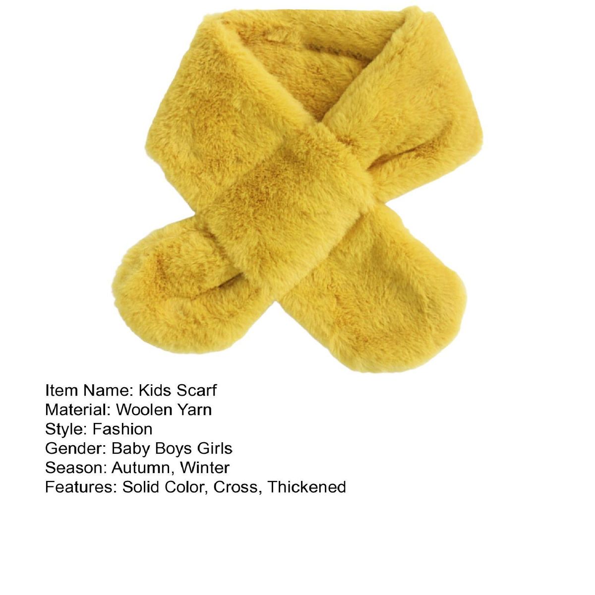 Furry Scarf Wrap Children Winter Thickened Fleece Warm Neck Scarf Yellow