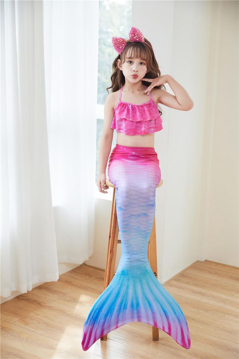 3 Pcs Mermaid Swimsuit Girls' Swimwear Girls' Bikini Set