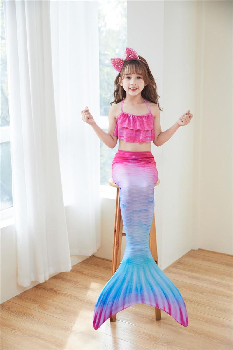 3 Pcs Mermaid Swimsuit Girls' Swimwear Girls' Bikini Set