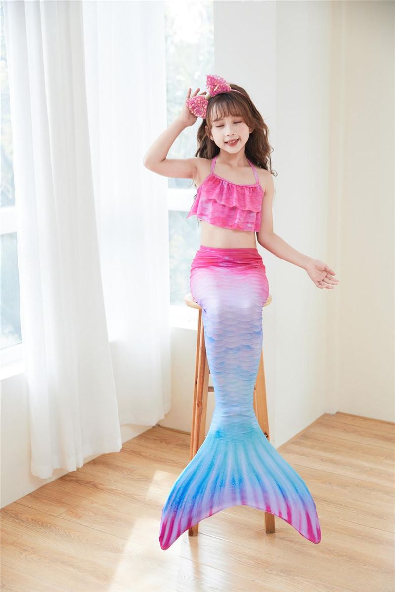 3 Pcs Mermaid Swimsuit Girls' Swimwear Girls' Bikini Set