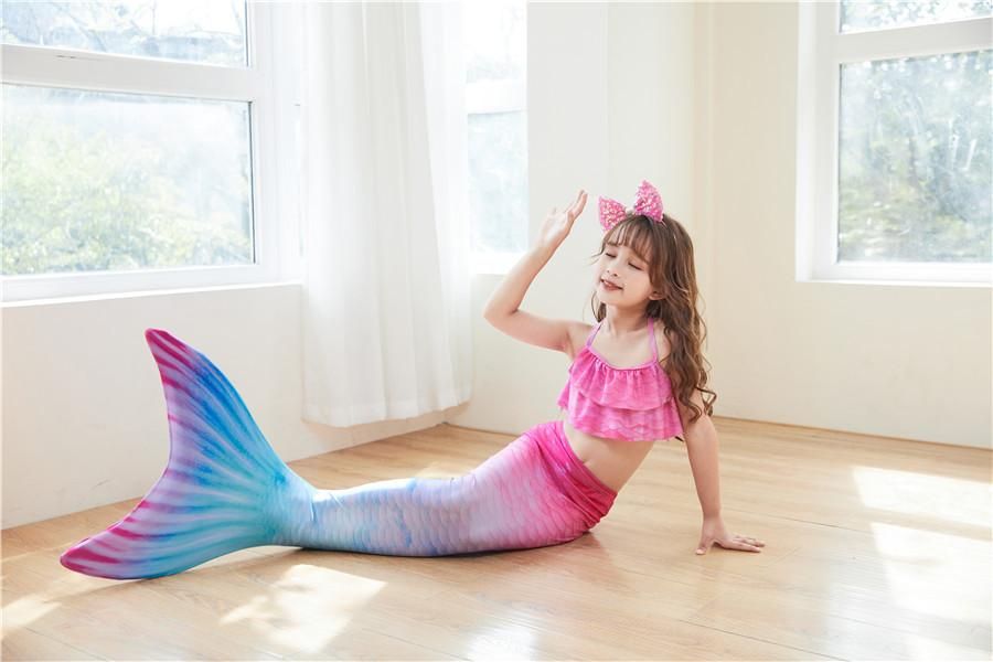 3 Pcs Mermaid Swimsuit Girls' Swimwear Girls' Bikini Set