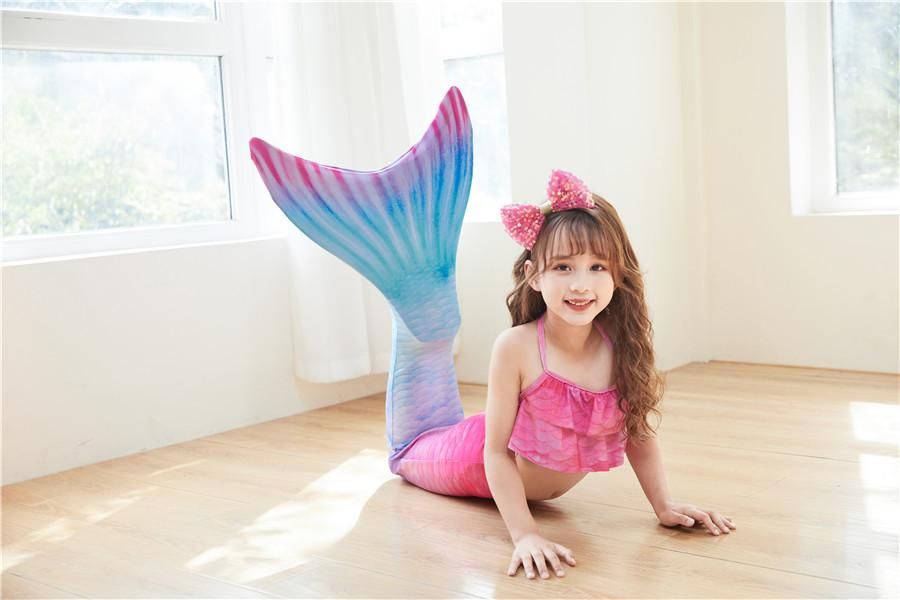 3 Pcs Mermaid Swimsuit Girls' Swimwear Girls' Bikini Set