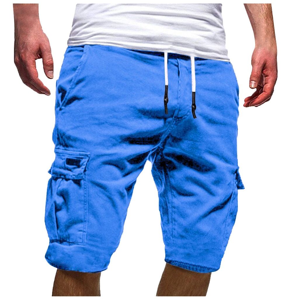 Blue Shorts Men Jeans Casual Male Short Pants Button-pocket Overalls Wind Overalls Shorts Bermudas