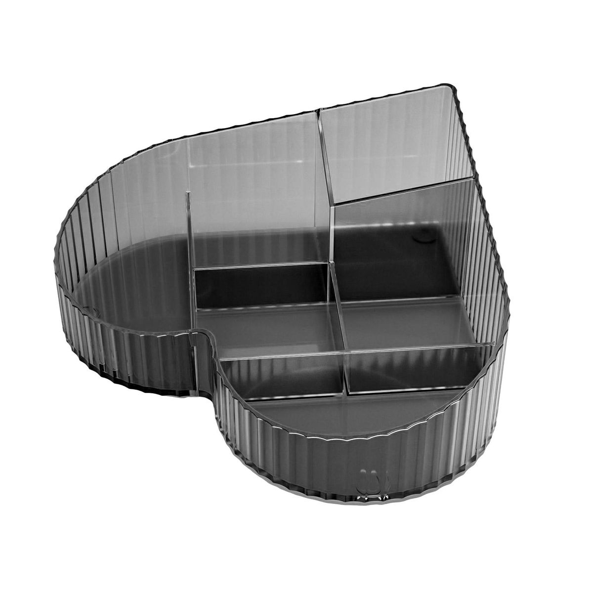 Desk Organizer Transparent Heart-shaped Makeup Organizer for Bathroom Grey