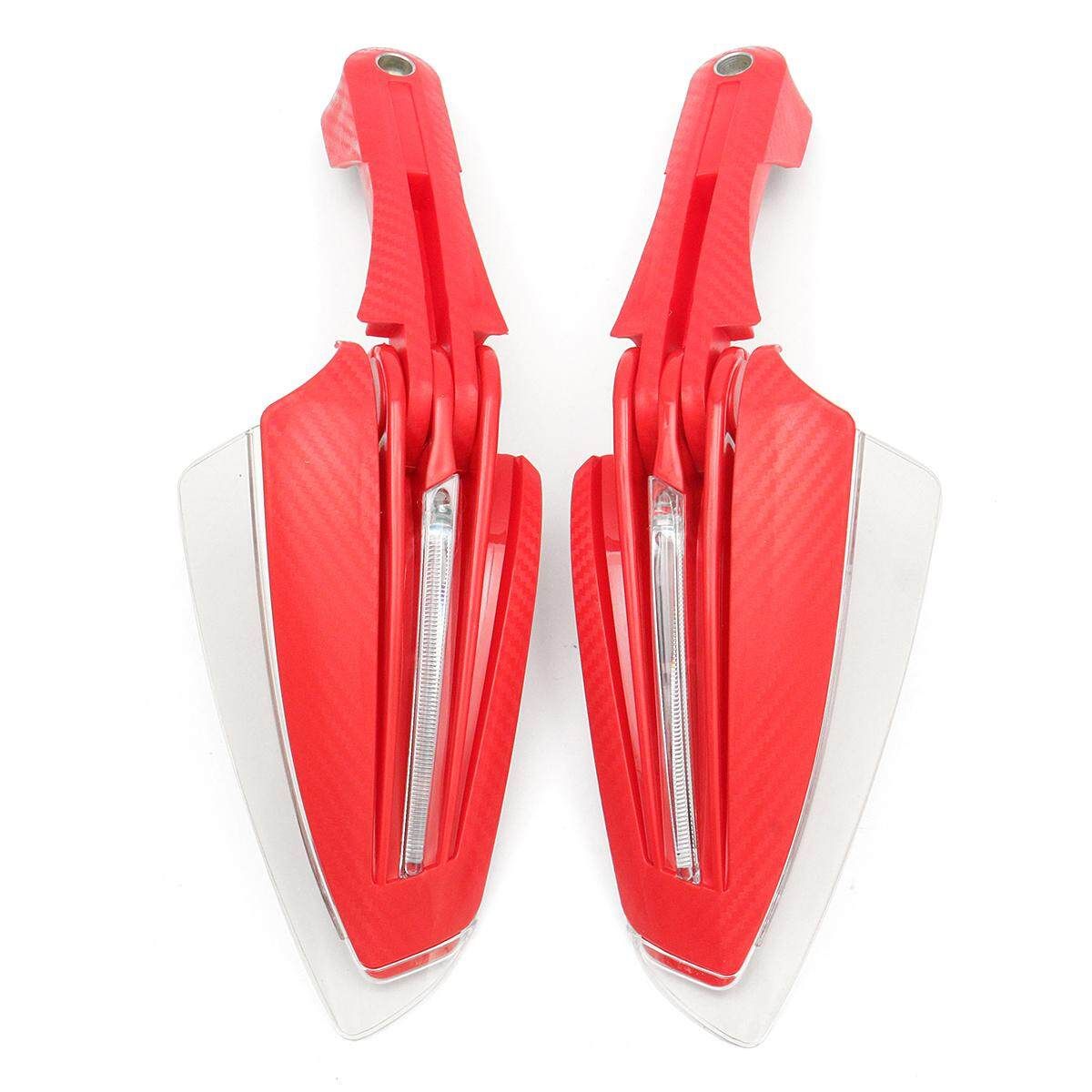 1 Pair Modified Hand Guard Motorbike Handguards Inbuilt Daytime Running Turn LED Lights Red (red)