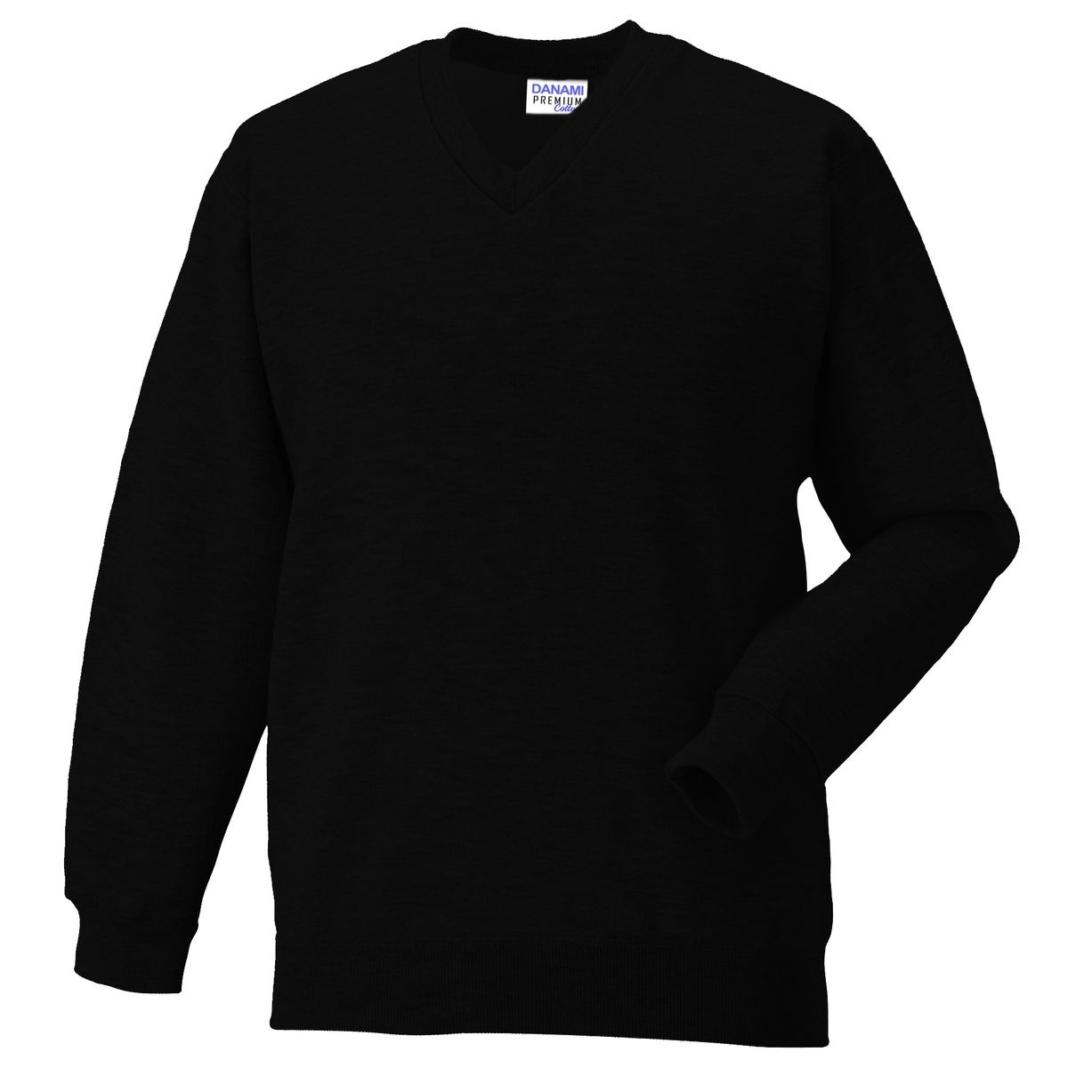Plain V Neck Sweatshirt- Black