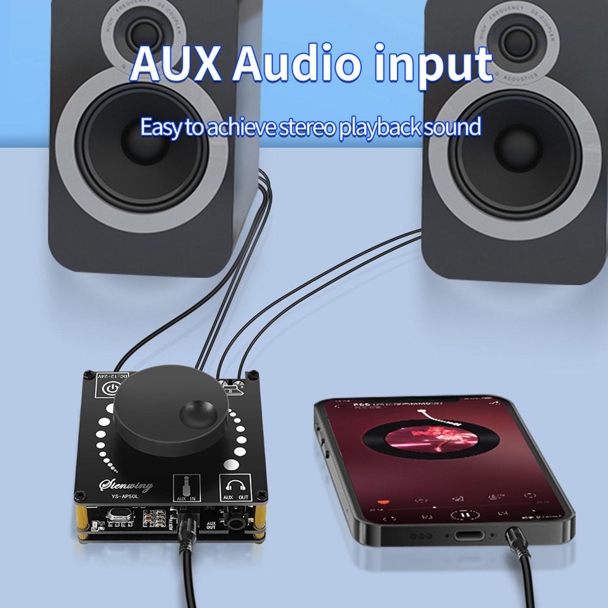 YS-AP50L Digital Bluetooth Amplifier Board Mini Version 50W+50W HIFI High-Power BT5.1 Two-Channel Stereo Speaker Module
