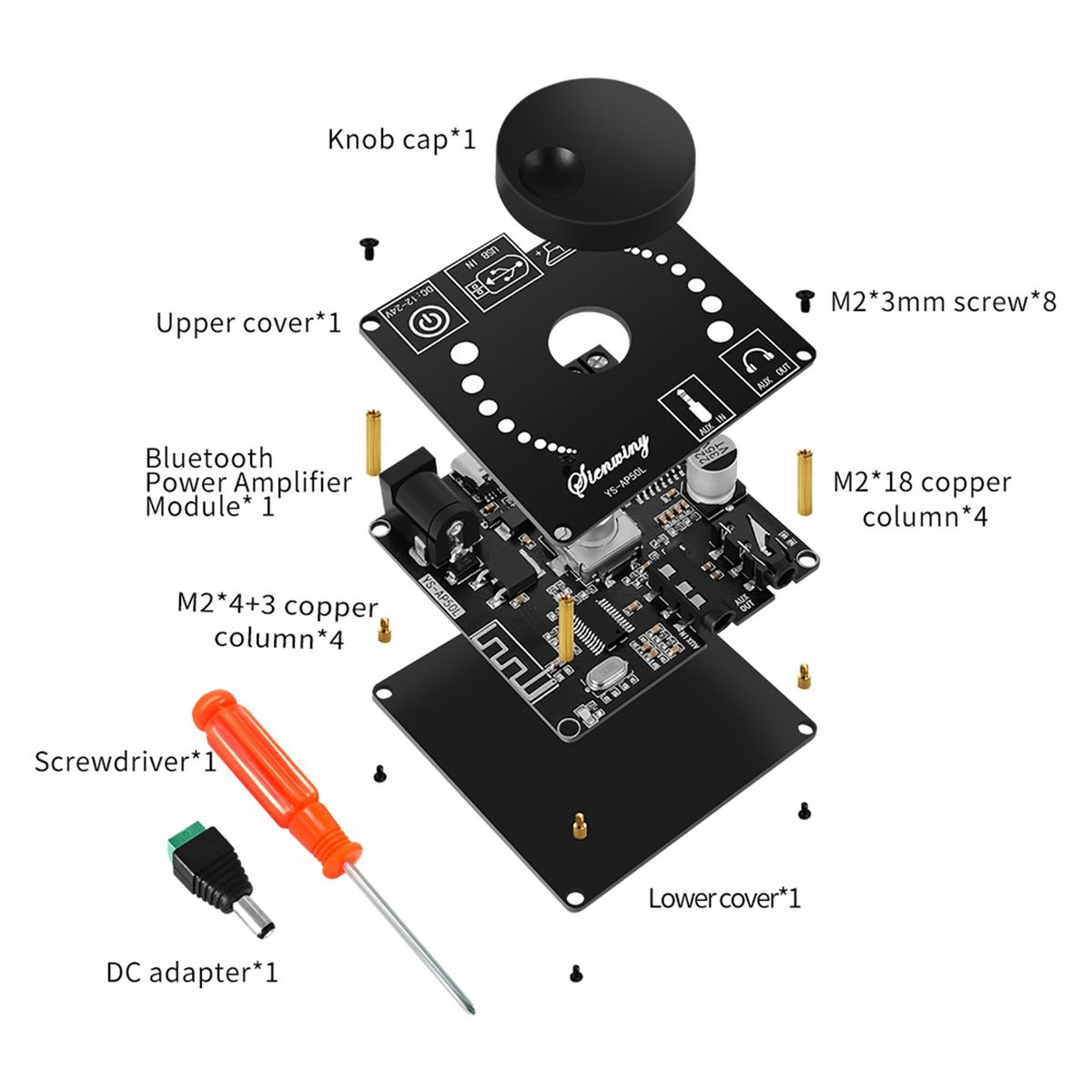 YS-AP50L Digital Bluetooth Amplifier Board Mini Version 50W+50W HIFI High-Power BT5.1 Two-Channel Stereo Speaker Module