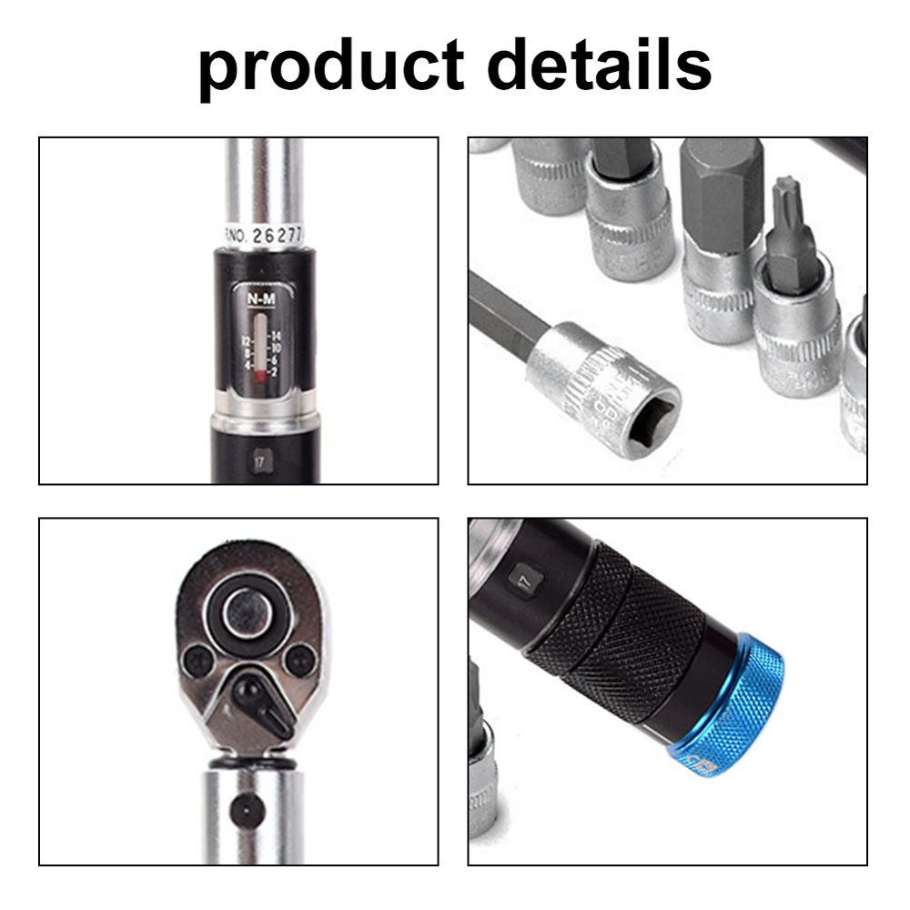 11PCS 1/4 Inch 2-14Nm Preset Torque Wrench Sleeves Set Quick
