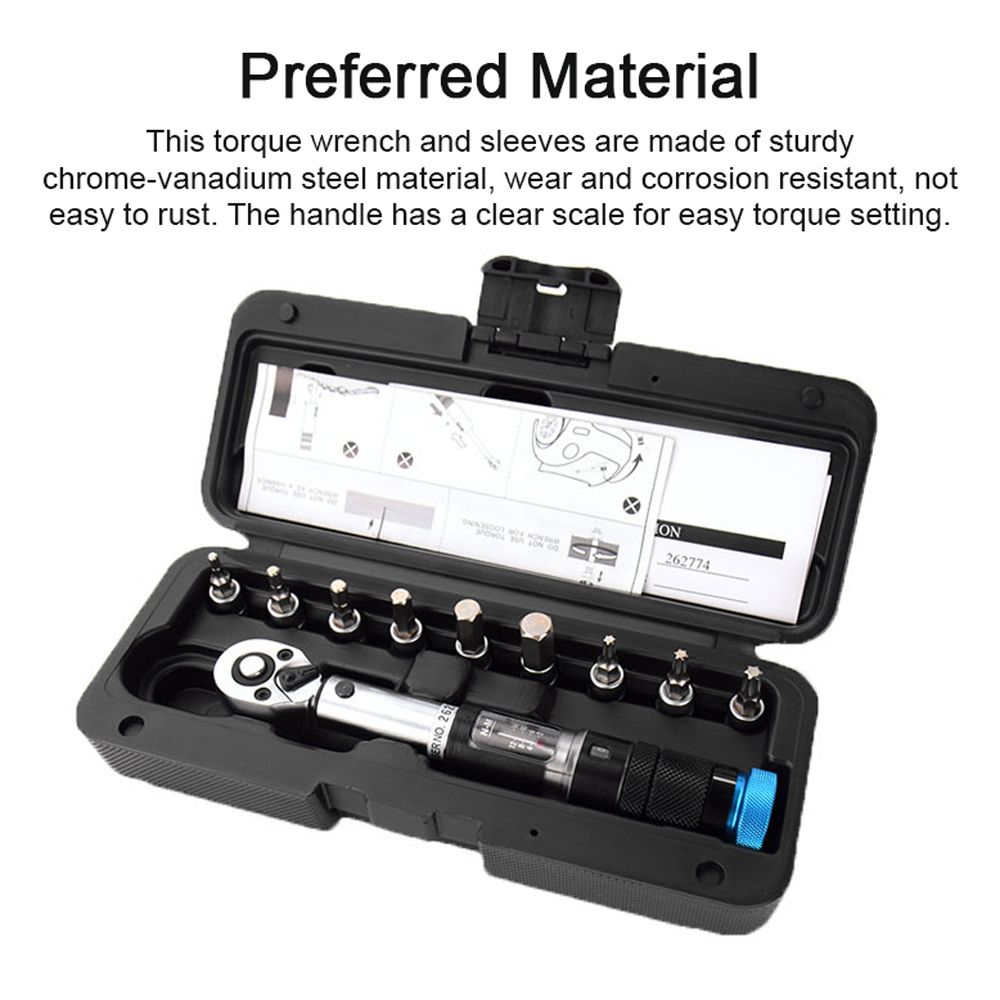 11PCS 1/4 Inch 2-14Nm Preset Torque Wrench Sleeves Set Quick
