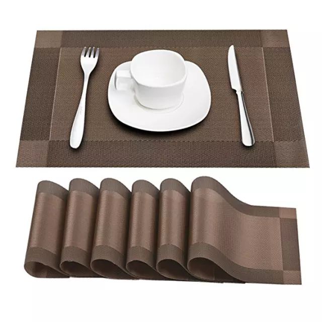 6x Dinning Table Kitchen Table Mat Brown