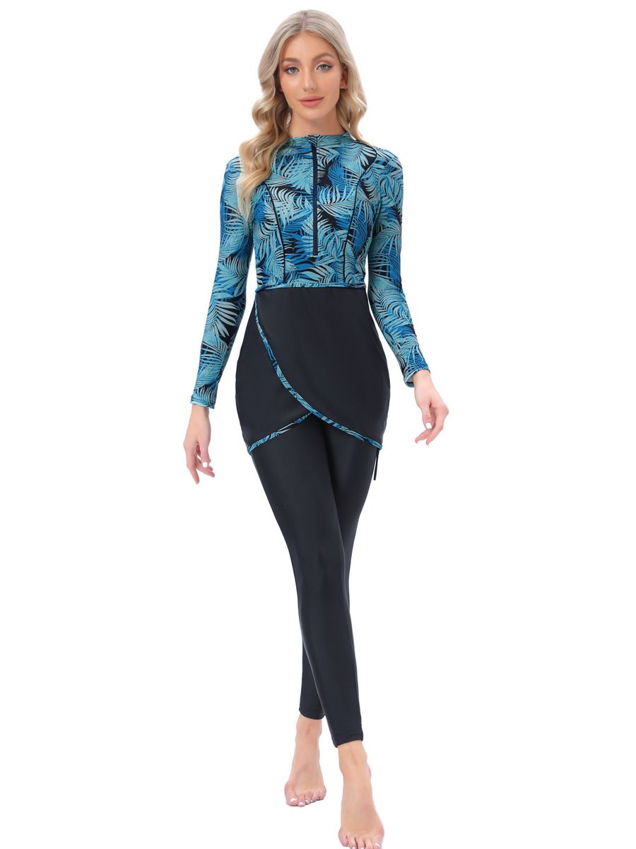 Muslim Swimwear Women Long Sleeves Swimsuit 3pcs Islamic Burkinis