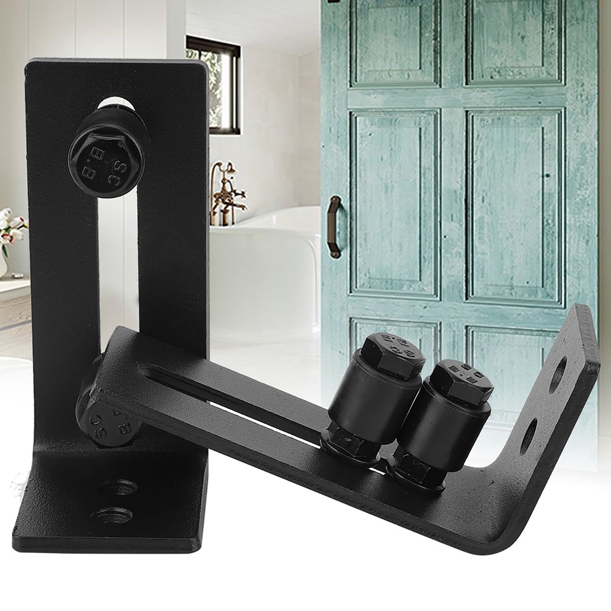 2Pcs Adjustable Sliding Barn Door Hardware Bottom Floor
