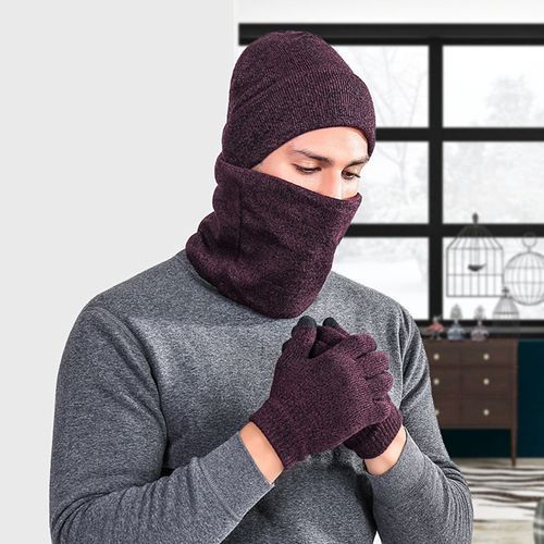 Men Autumn Winter Warm Knitted Fashion Fluffy Woolen-Black