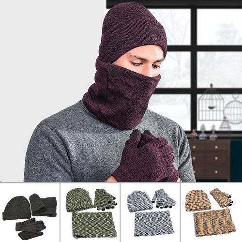 Men Autumn Winter Warm Knitted Fashion Fluffy Woolen-Black