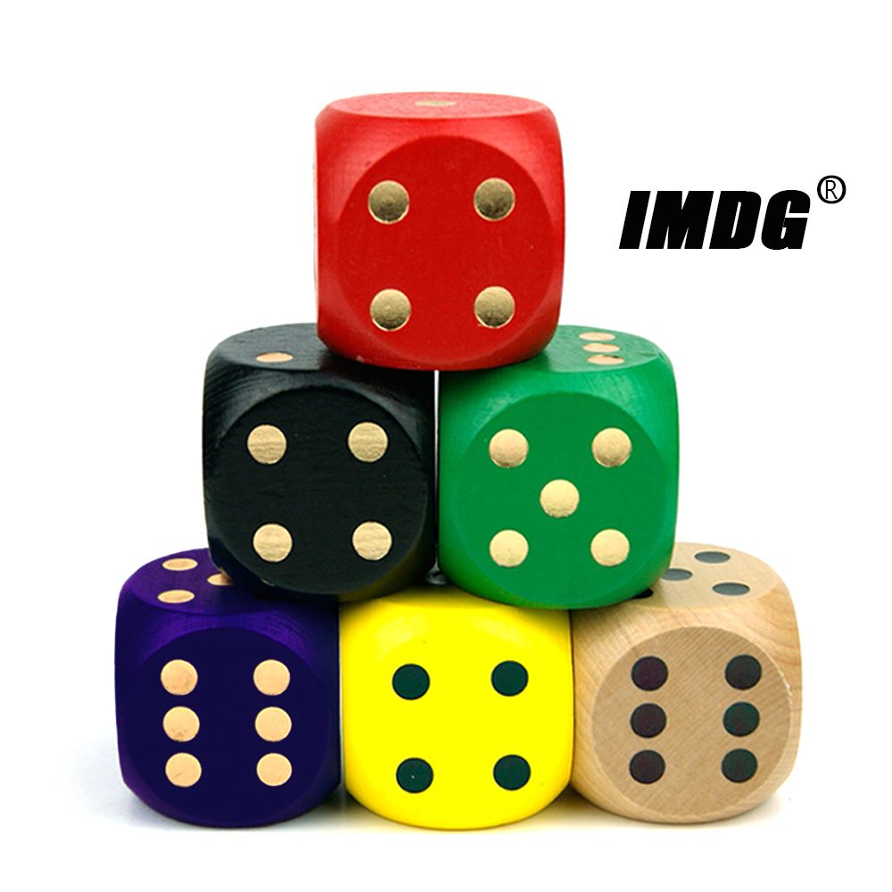 Wood Dice 5cm Large Size Colorful Dice Solid Dotted Rounded
