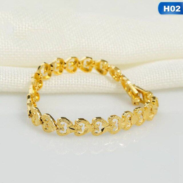 24 K Plated Dubai Gold Bracelets Bangle Love Heart Bracelet
