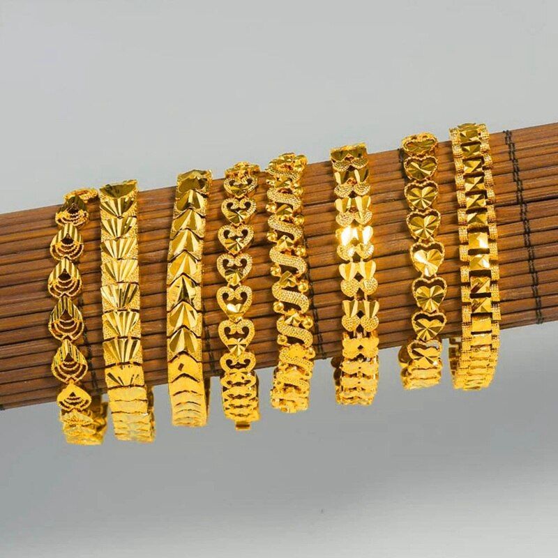 24 K Plated Dubai Gold Bracelets Bangle Love Heart Bracelet