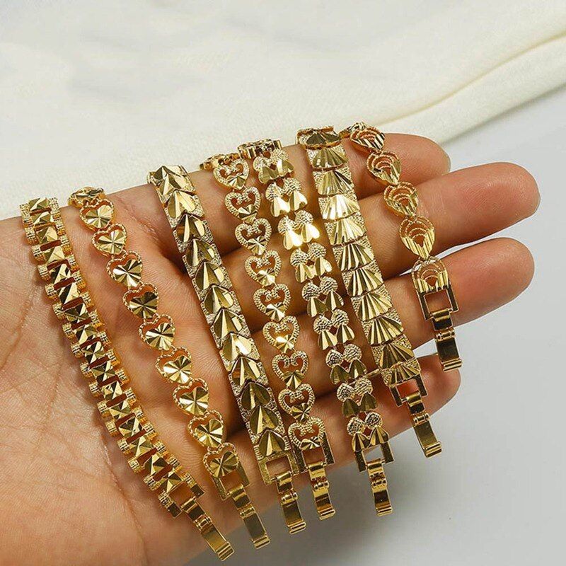 24 K Plated Dubai Gold Bracelets Bangle Love Heart Bracelet