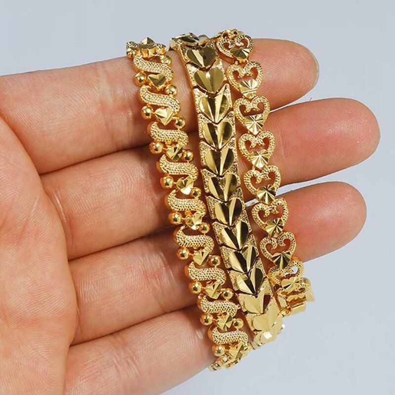 24 K Plated Dubai Gold Bracelets Bangle Love Heart Bracelet