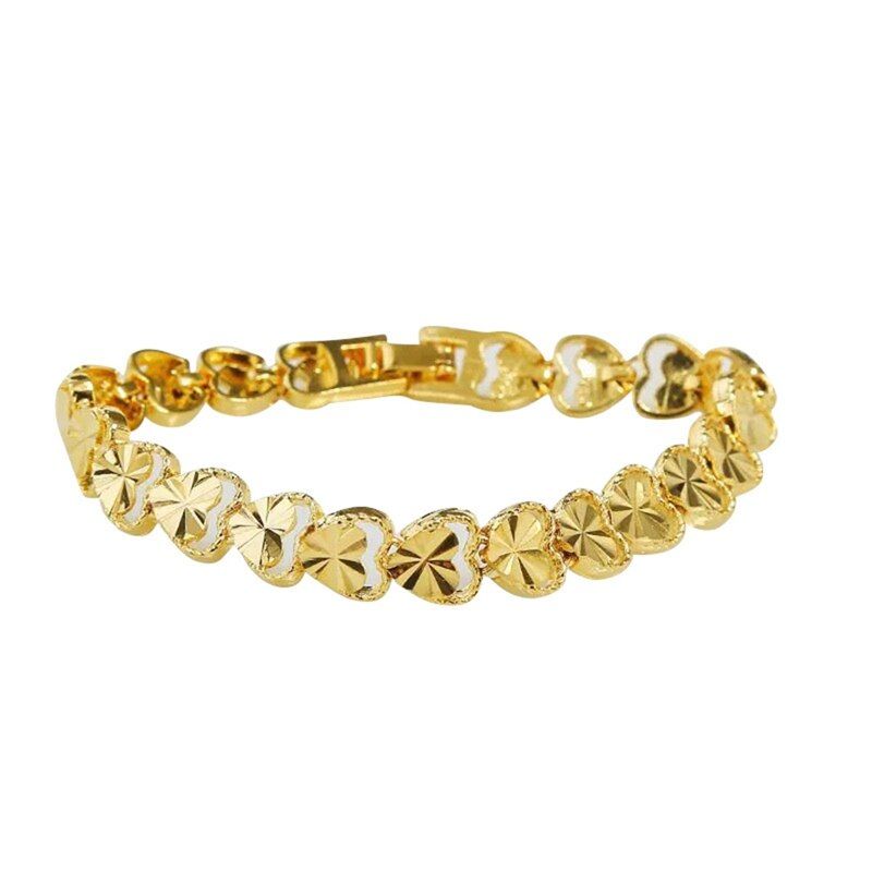 24 K Plated Dubai Gold Bracelets Bangle Love Heart Bracelet