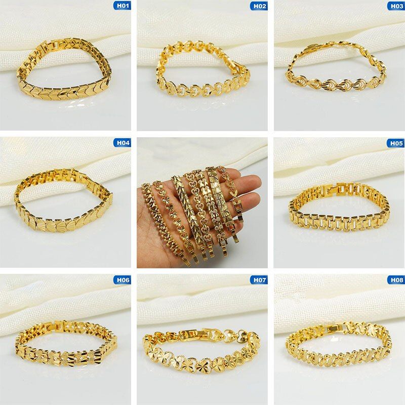 24 K Plated Dubai Gold Bracelets Bangle Love Heart Bracelet