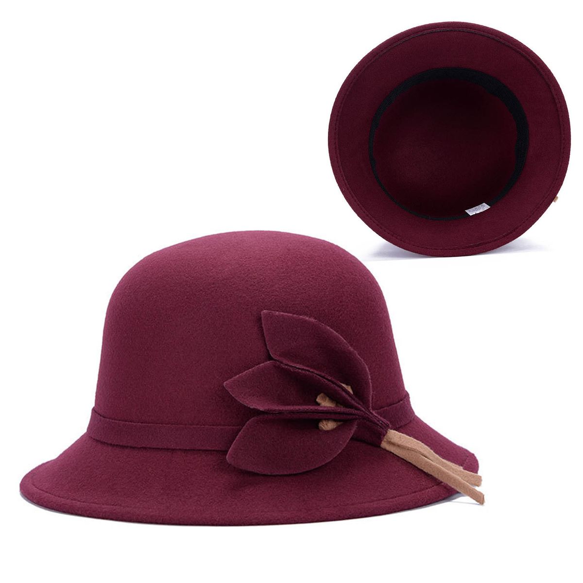 Women Hat Eye-catching British Style Faux Wool Vintage-Black