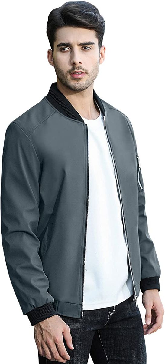 Men's Slim Fit Lightweight Softshell Flight Bomber Jacket Coat