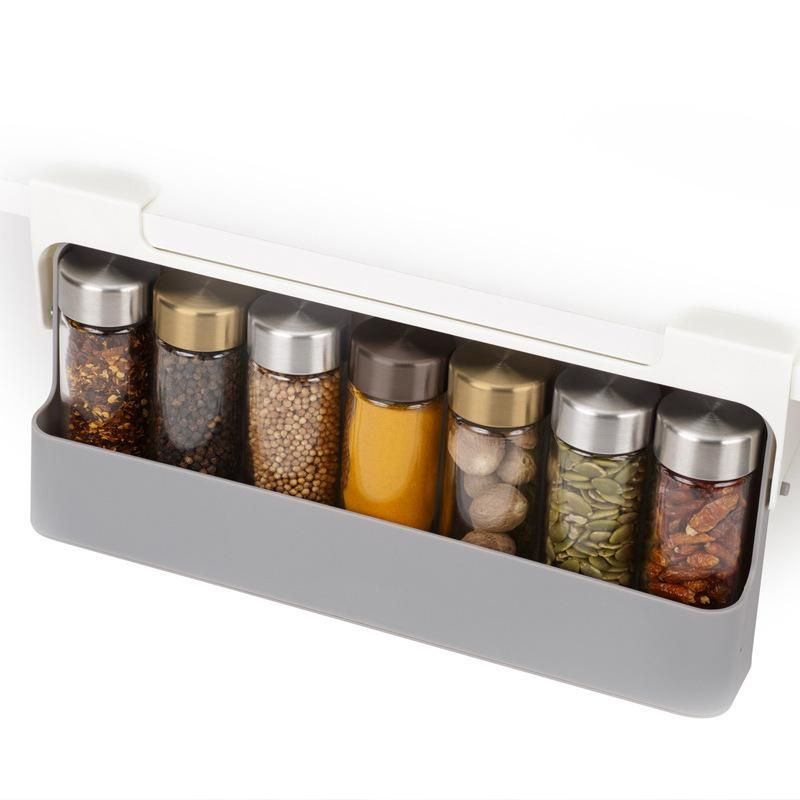 Adjustable Hanging Spice Bottle Storage Racks Kitchen Gadgets Tools Punch-Free Pepper Shaker Organizer Shelf Housekeeper On Wall