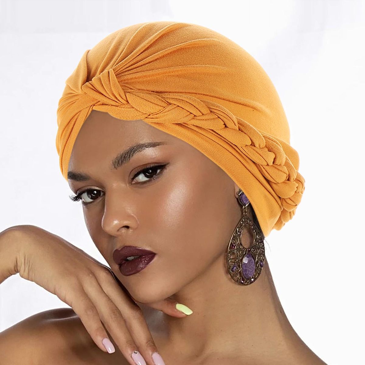 Head Hat Cap Ethnic Bohemian Cover Wrap Turban Ladies Multicolor Side BrHijab Hat Solid Color Baotou Headband Cycling Men