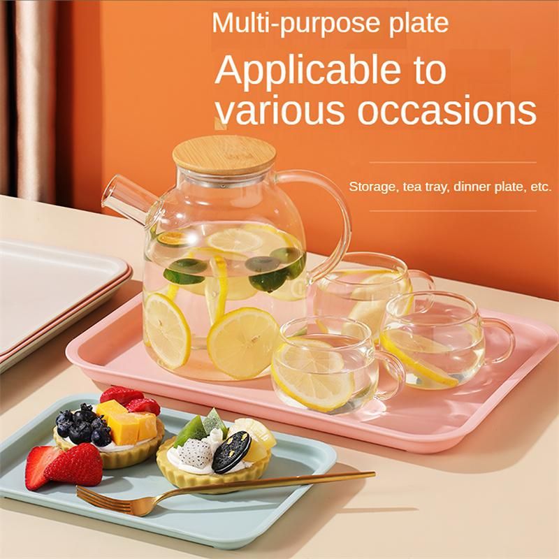 Nordic PP Pallet Plastic Tray Food Bread Pan Green Rectangular Storage Household Kitchen Supplies el Service Tray Dessert
