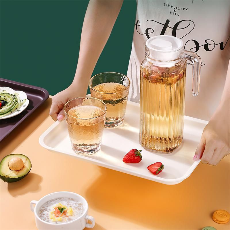Nordic PP Pallet Plastic Tray Food Bread Pan Green Rectangular Storage Household Kitchen Supplies el Service Tray Dessert