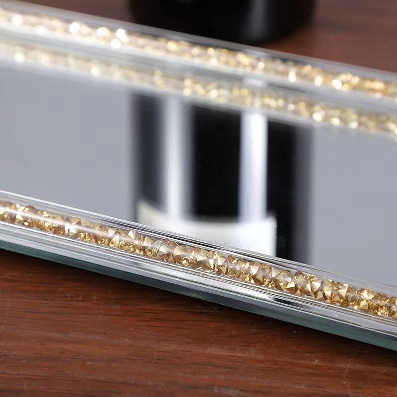 Golden Glass Tray: Mirrored Bottom Vanity Tray Home Decor (1