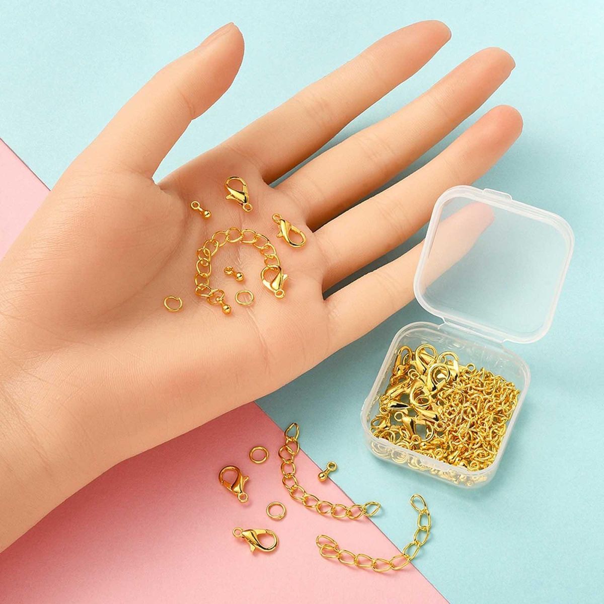 80x Jewelry Making DIY Accessories Necklace Fasteners Hook For Gold