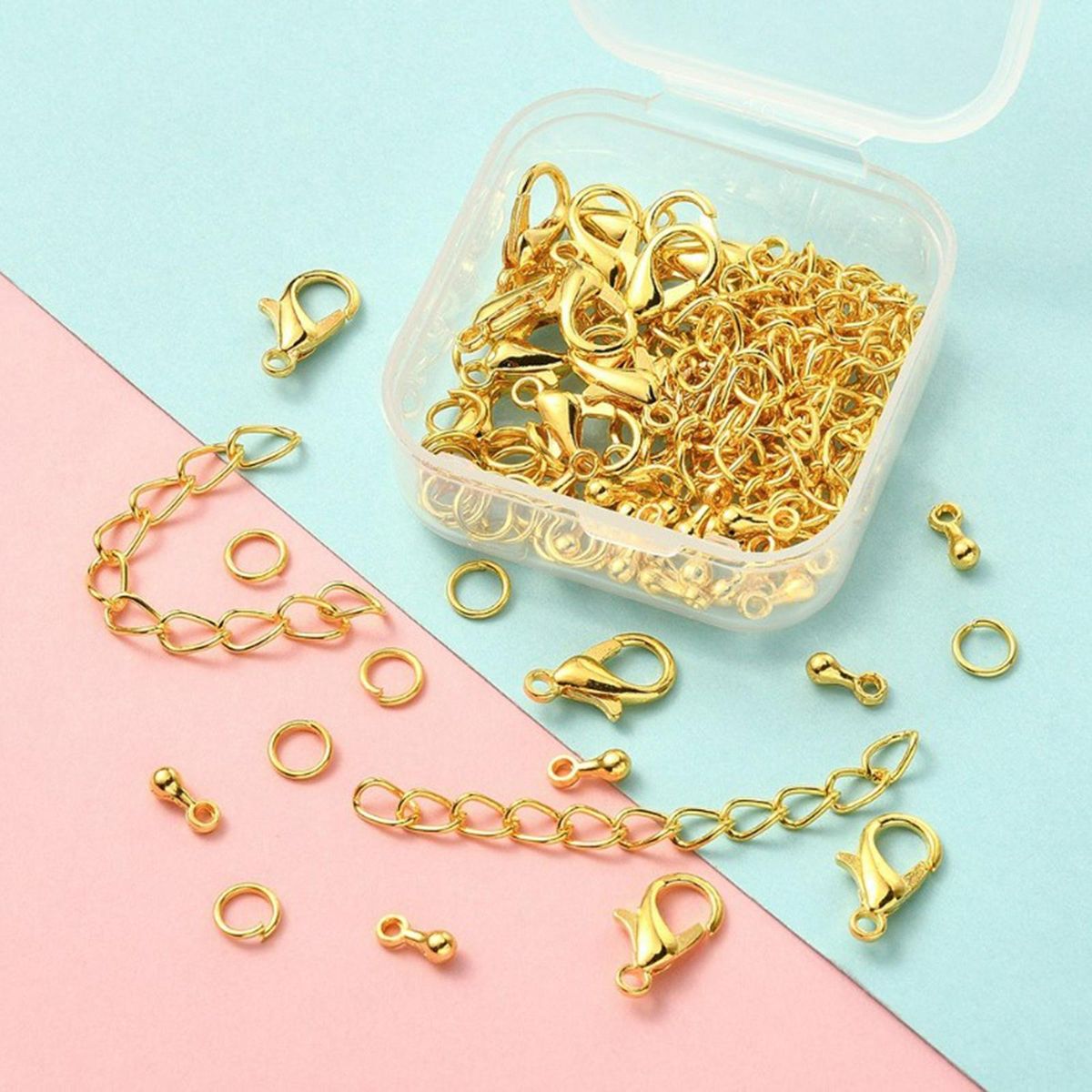80x Jewelry Making DIY Accessories Necklace Fasteners Hook For Gold