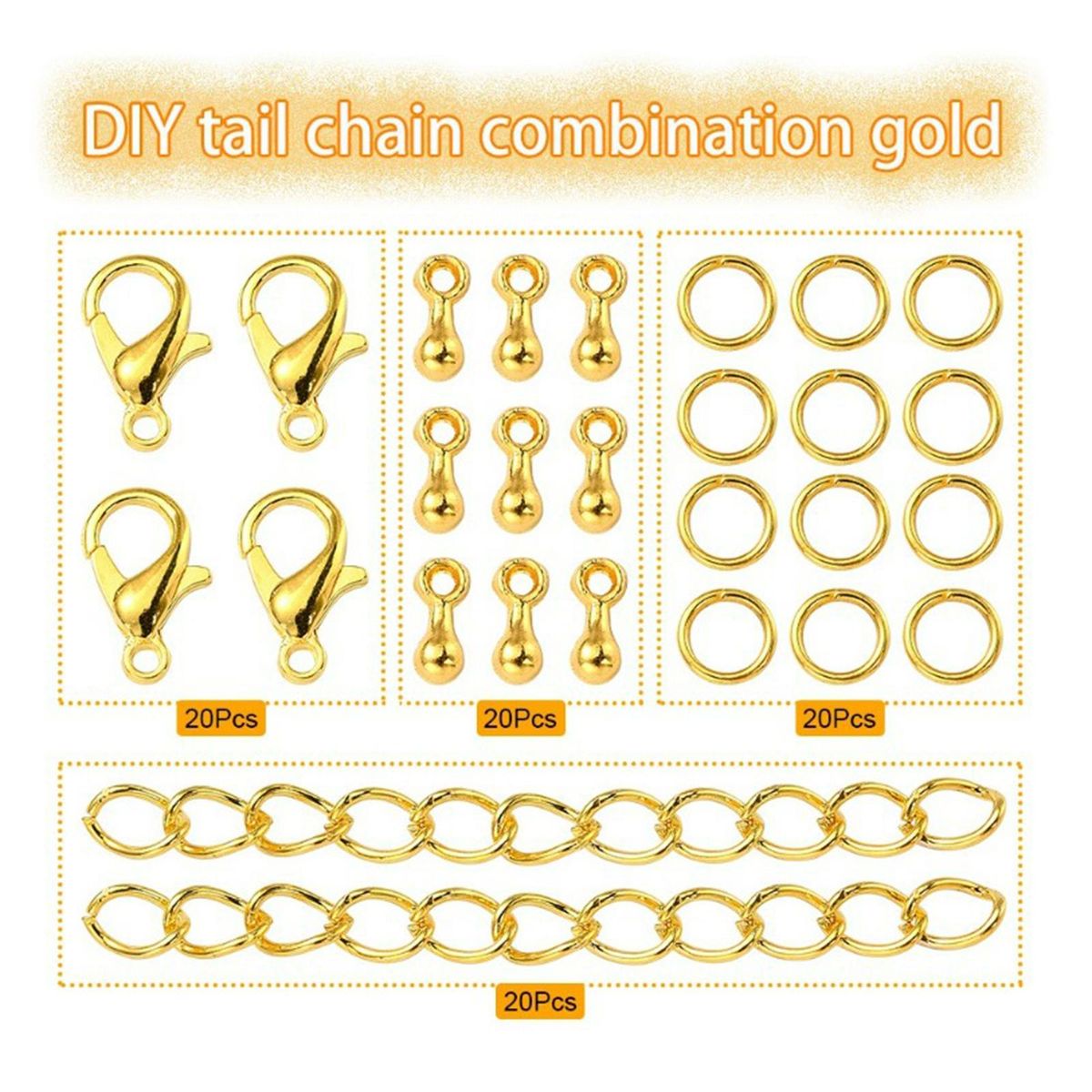 80x Jewelry Making DIY Accessories Necklace Fasteners Hook For Gold