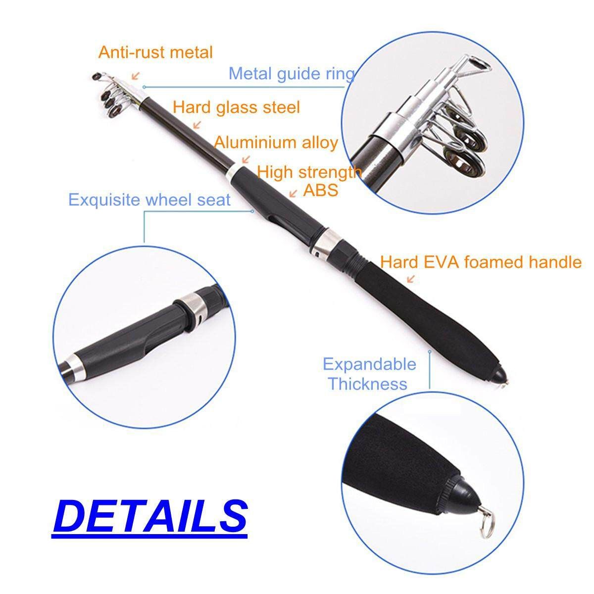 Telescopic Spinning Rod Reel Combos 42 10 Hook Set Kit Storage Bag