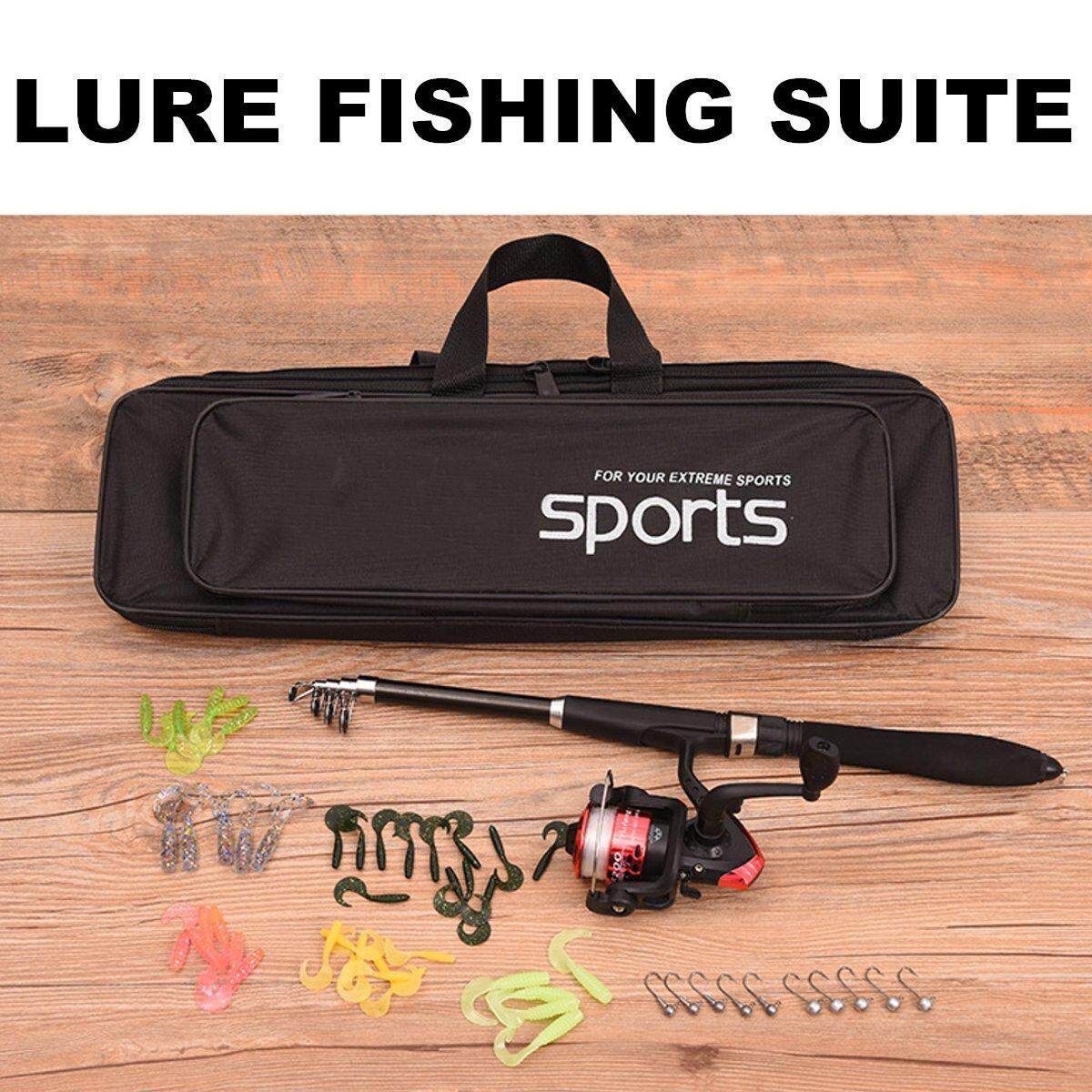 Telescopic Spinning Rod Reel Combos 42 10 Hook Set Kit Storage Bag