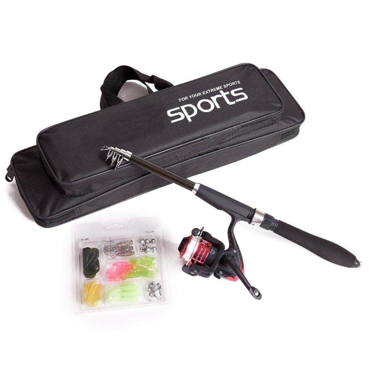 Telescopic Spinning Rod Reel Combos 42 10 Hook Set Kit Storage Bag