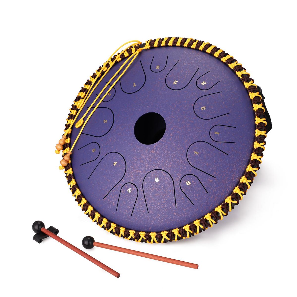 14 inch 14-Tone Carbon Steel Tongue Drum Hand Pan Drums with Drumsticks Percussion Musical Instruments