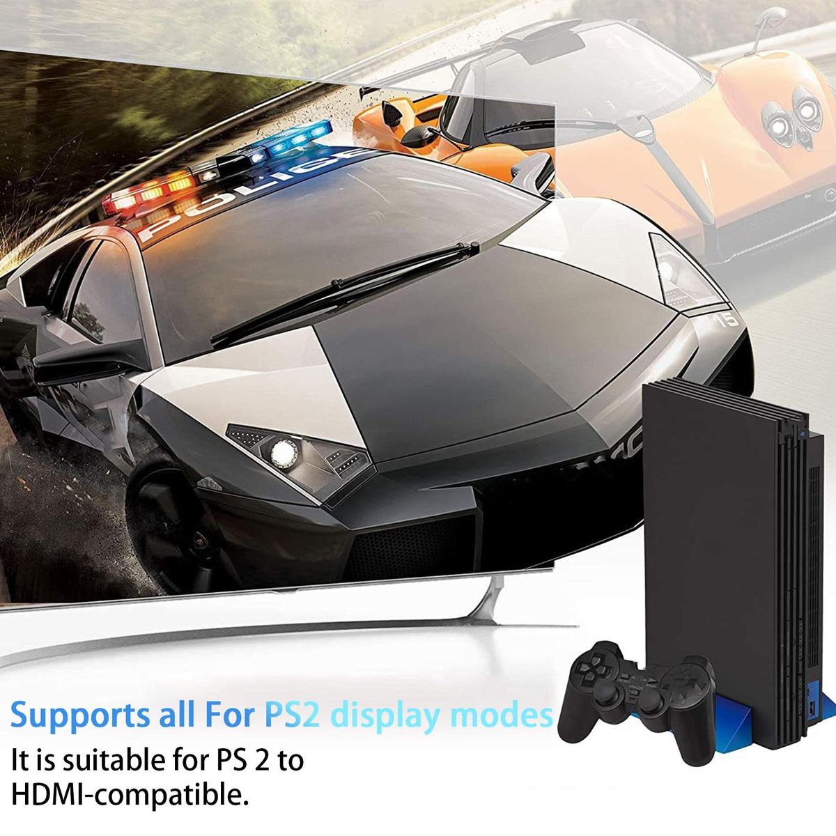 1 Set HDMI-compatible Splitter for PS 2 to HDMI-compatible High Resolution Audio Adapter Black