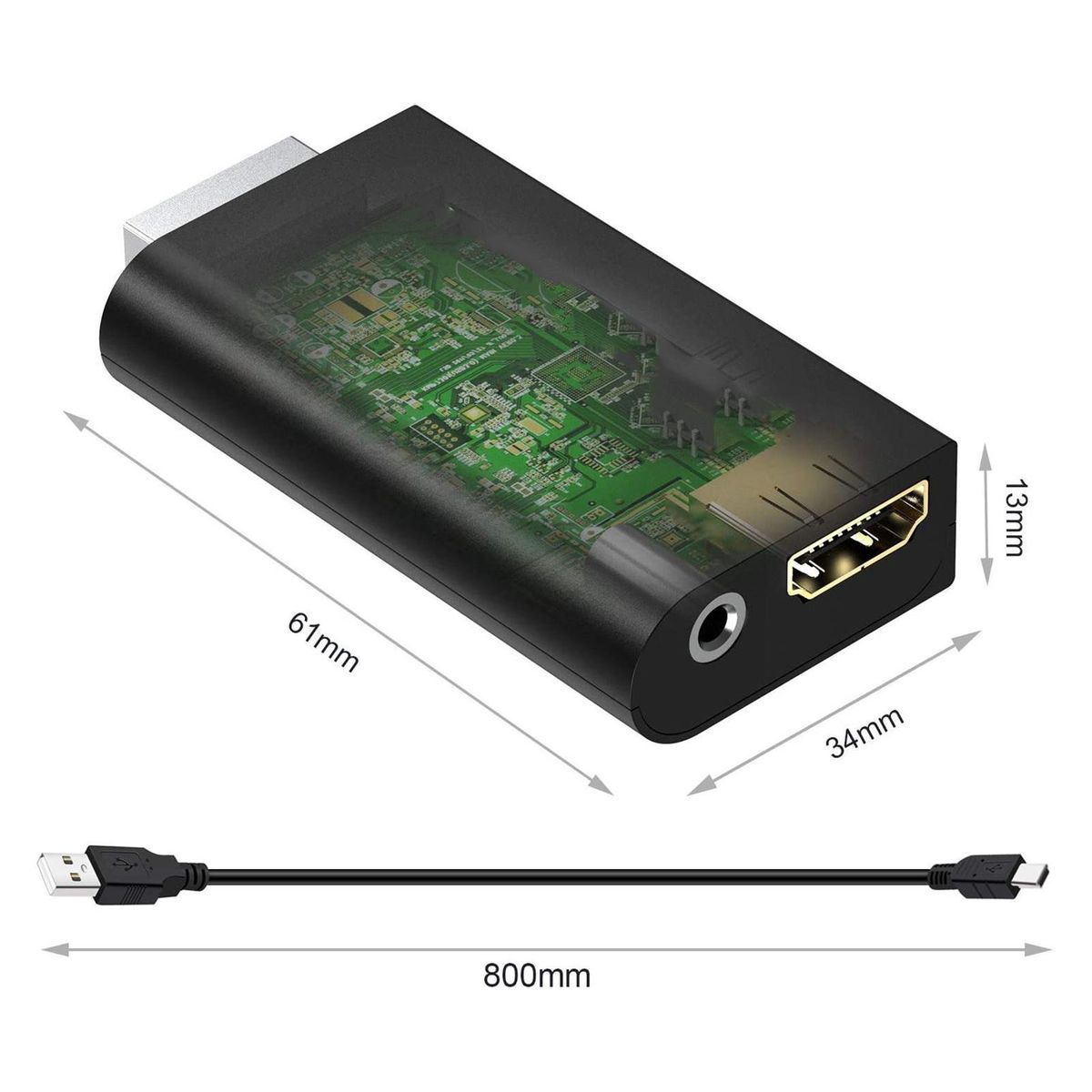1 Set HDMI-compatible Splitter for PS 2 to HDMI-compatible High Resolution Audio Adapter Black