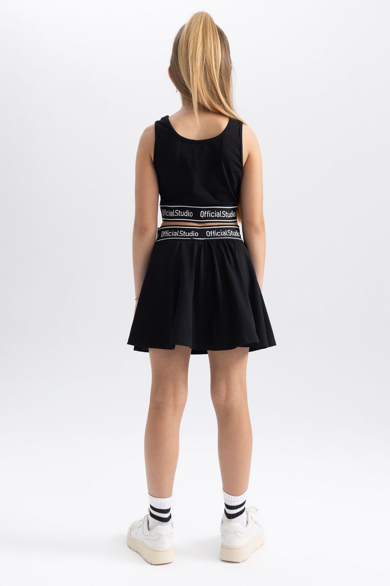 Girl Casual Skort Knitted Short - Black