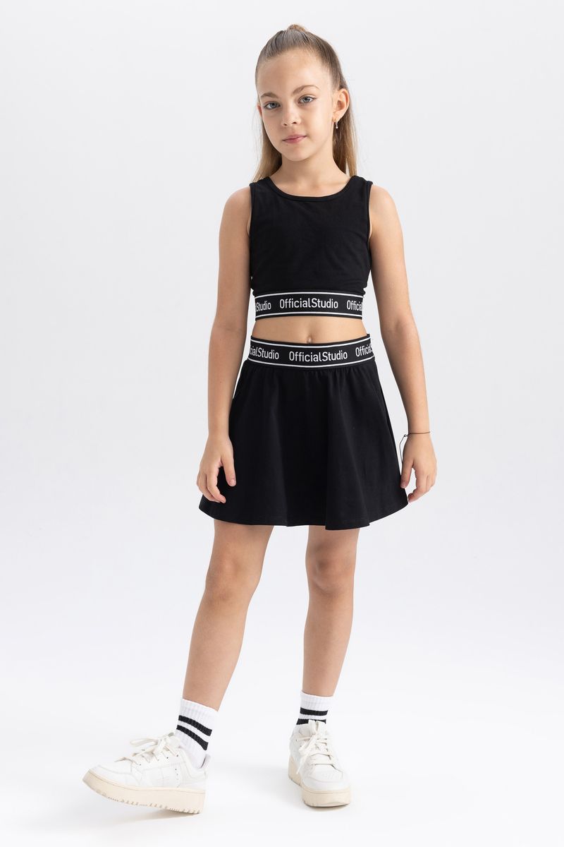 Girl Casual Skort Knitted Short - Black