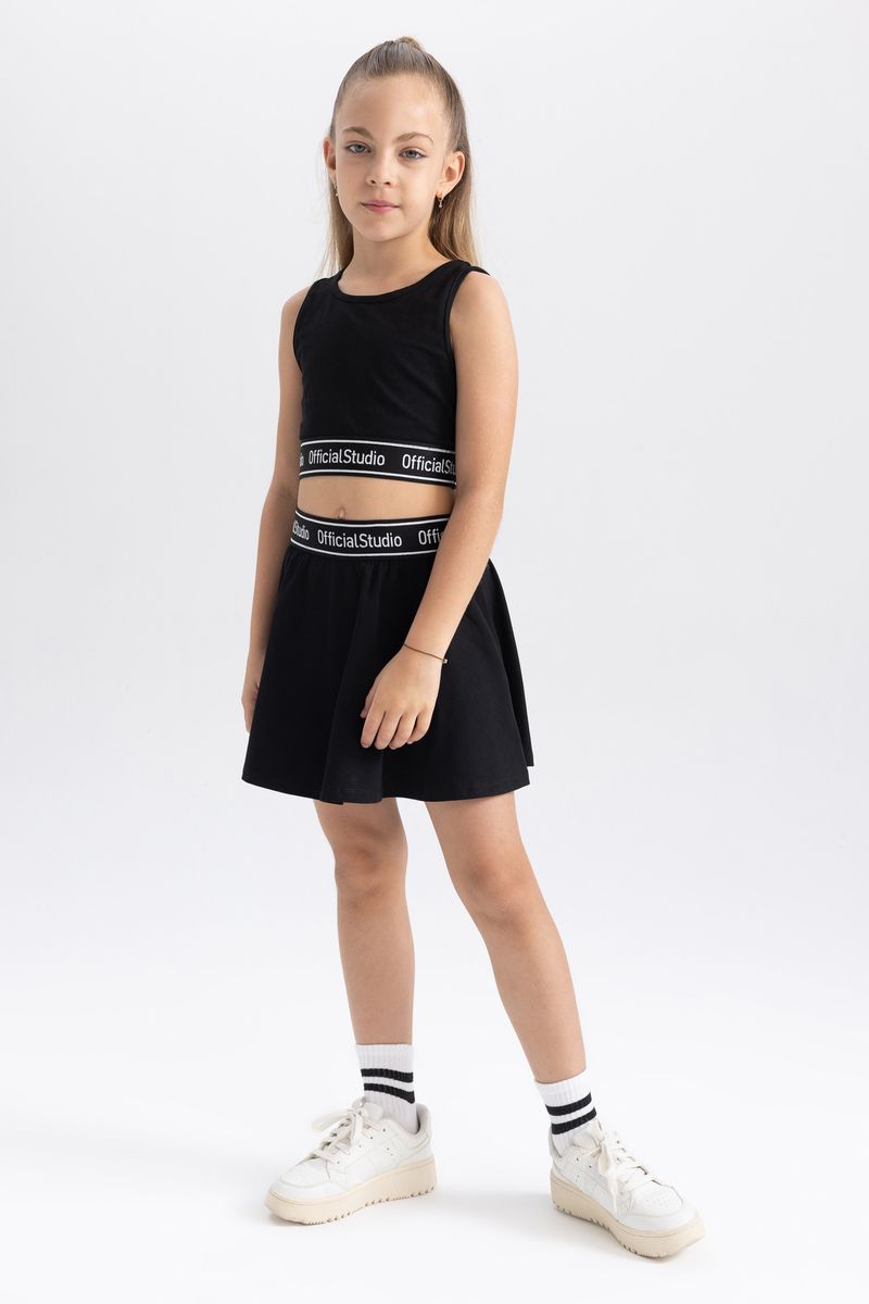 Girl Casual Skort Knitted Short - Black