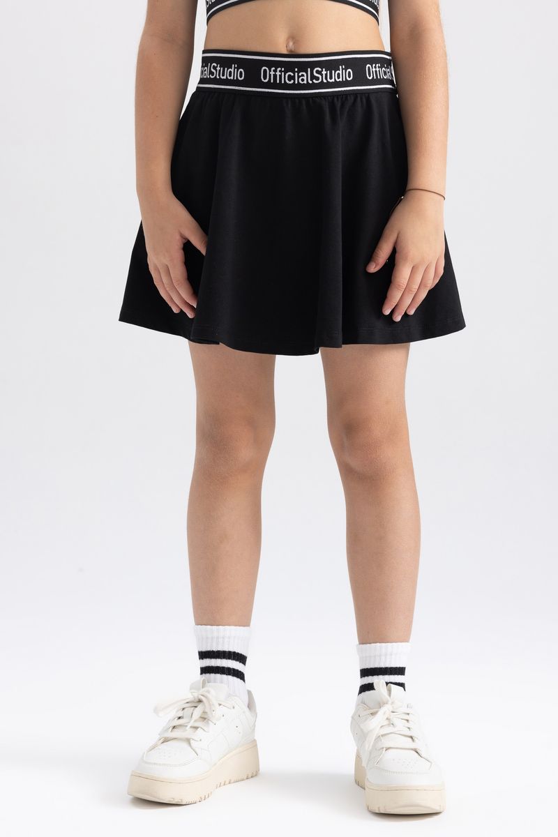 Girl Casual Skort Knitted Short - Black