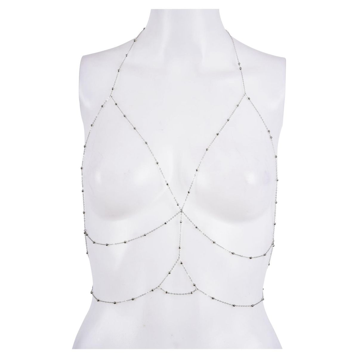 Bikini Bralette Chain Harness Body Chain For Women Silver