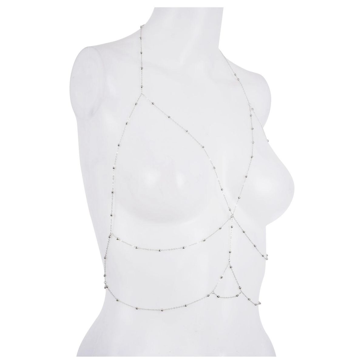 Bikini Bralette Chain Harness Body Chain For Women Silver