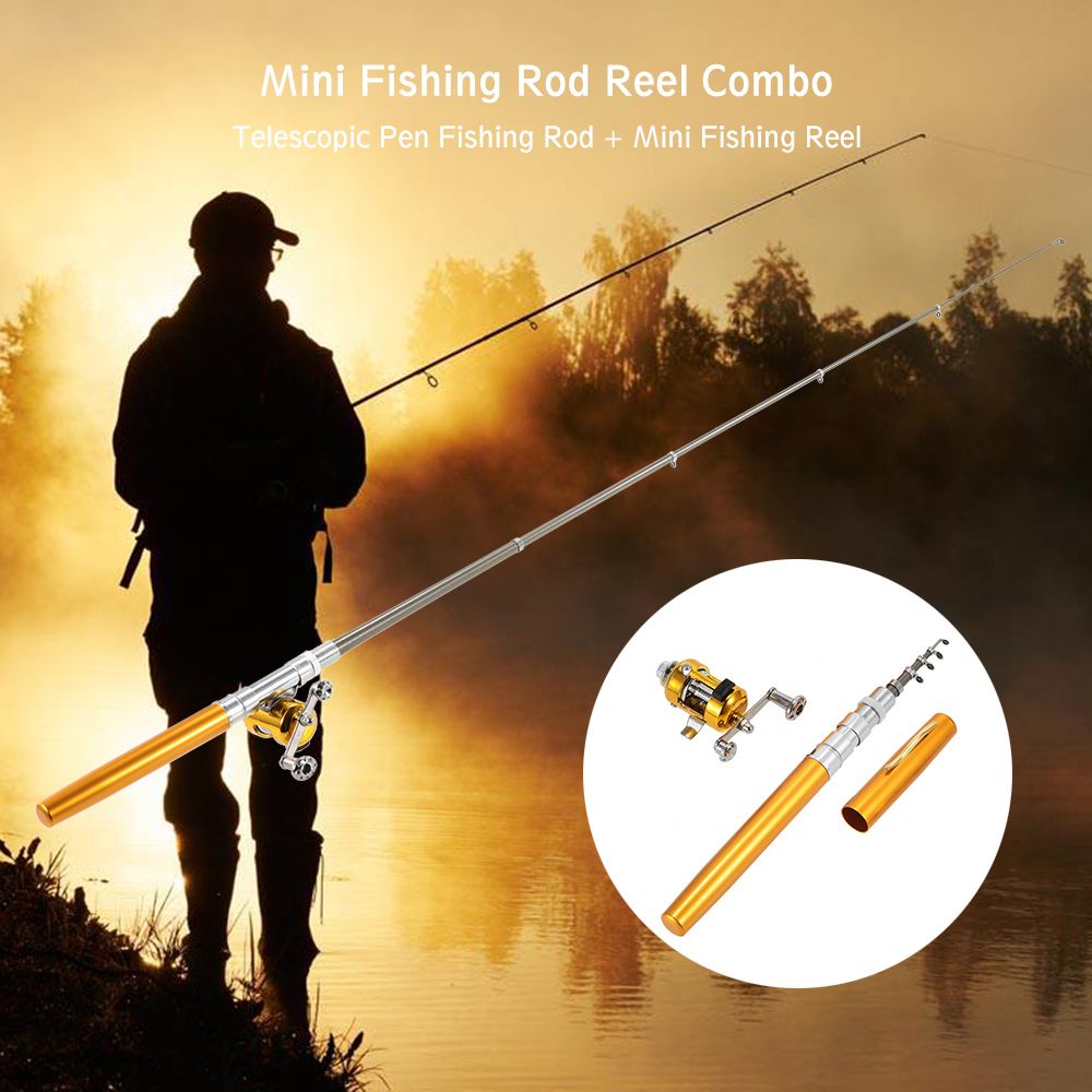 Fishing Rod Reel Combo Set Mini Telescopic Portable Pocket